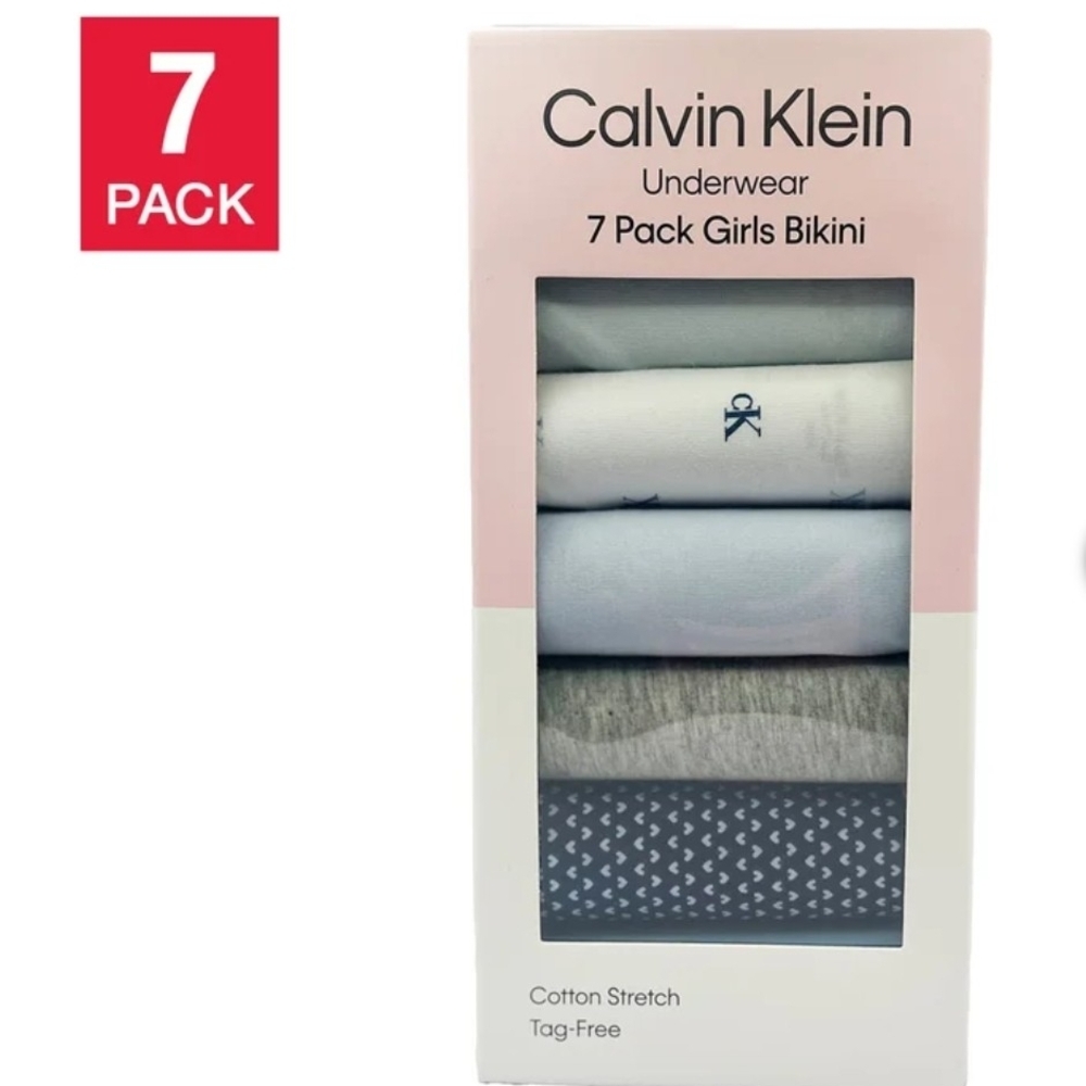 Calvin Klein Girls Bikini Underwear Set - Gray, White, Blue
